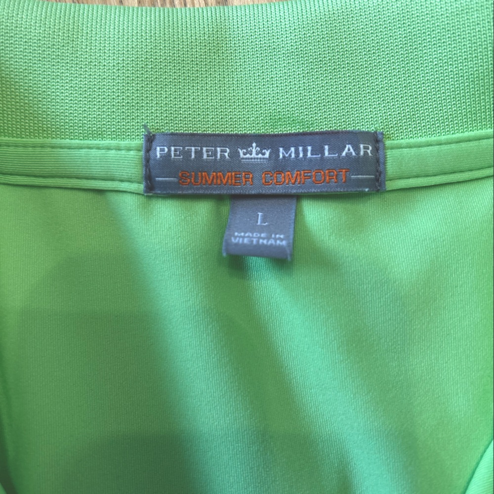 Bright green Peter Millar summer collection golf shirt